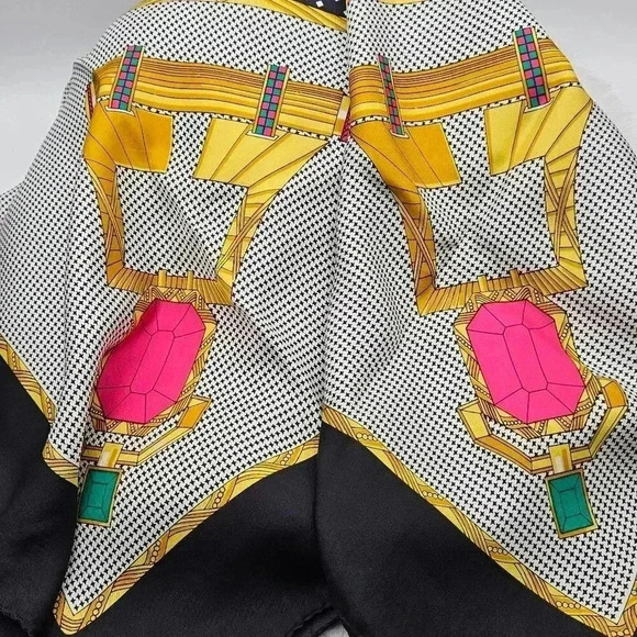 Price is FIRM* Christian Dior Silk Scarf Echarpes CD Logo & Gems - Picture 7 of 8